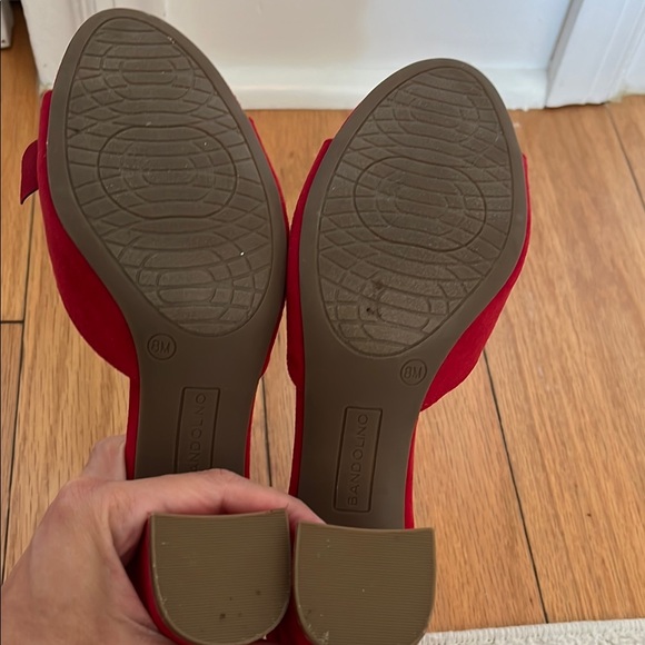 Bandolino Red Suede Ankle Strap Heels - Picture 5 of 5